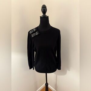 Kate Spade Black Sweater with Embellished Shoulder